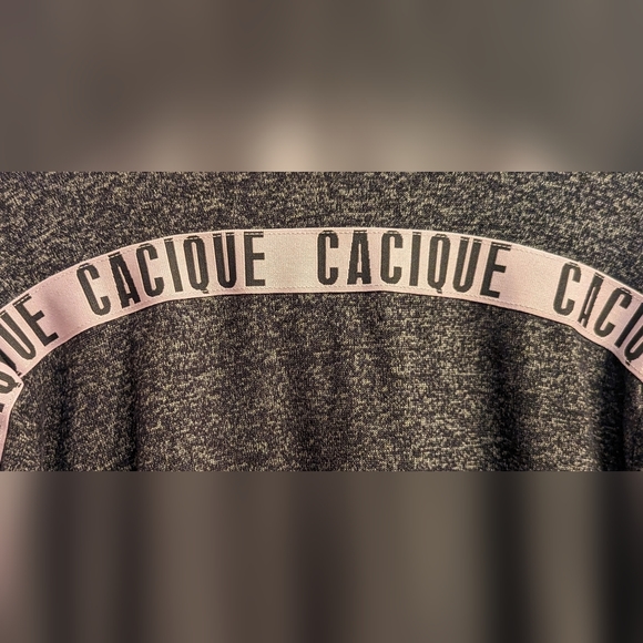 EUC Sleep by Cacique grey/blk marled long sleeve crew neck side slits hi-low - Picture 5 of 11